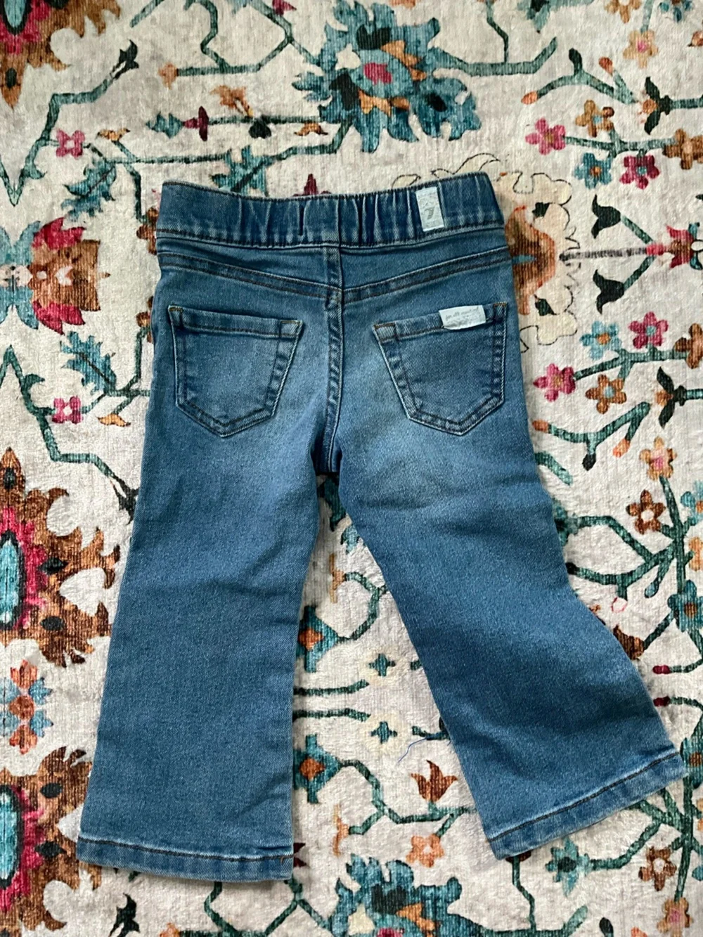 7 For All Mankind Little Girl 18mo Medium Blue Wide-Leg Pull-On Jeans